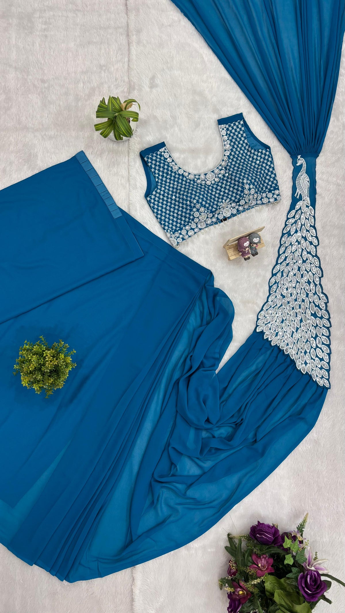 peacock design 1 min saree