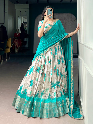 Elegant Dola checks floral 🌺 lehenga set