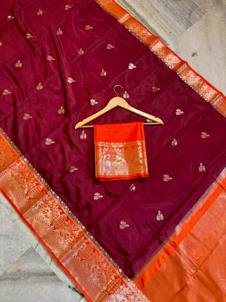 Flower 🌸 buti benaresi katan silk saree ✨