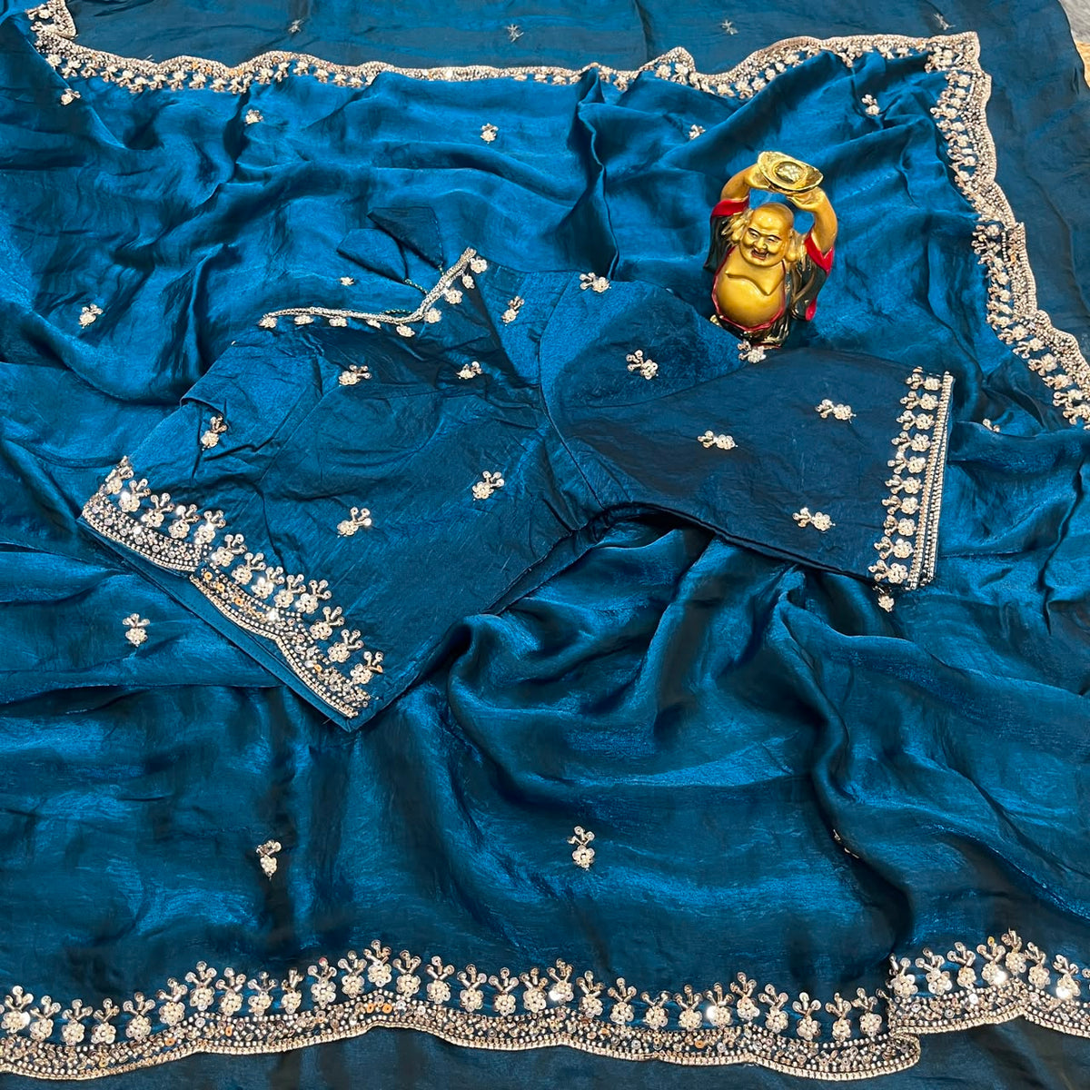 Grand party wear saree ✨ with stritched blouse