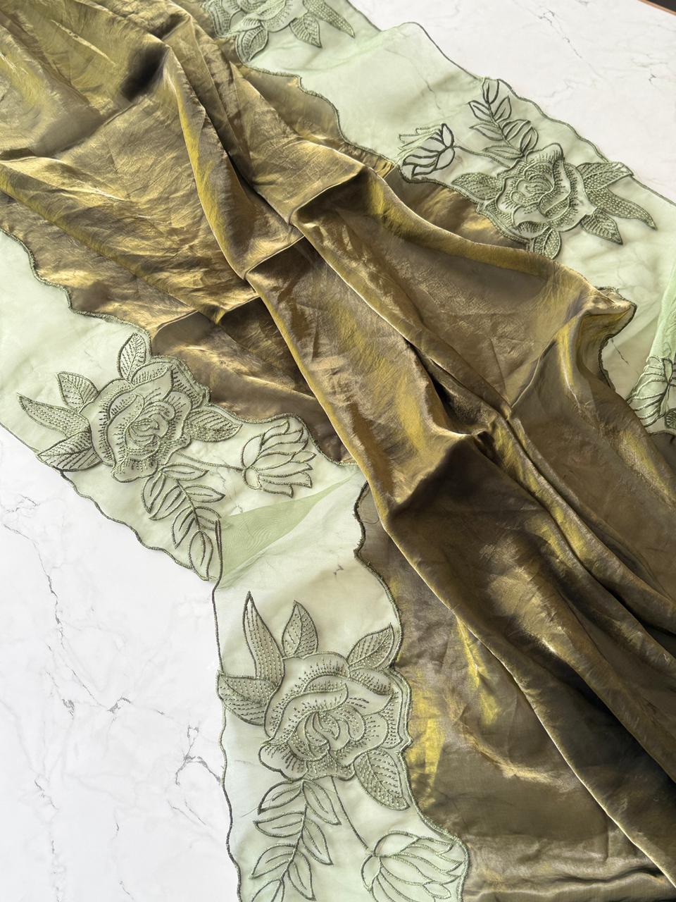 Applique work space silk saree