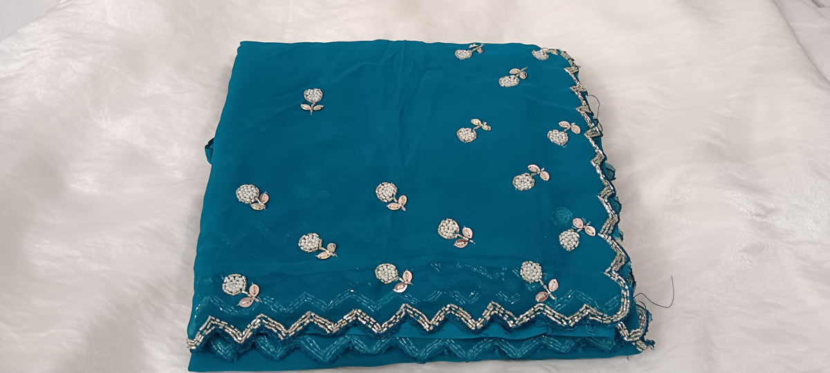 Royal georgette beeds work saree ✨