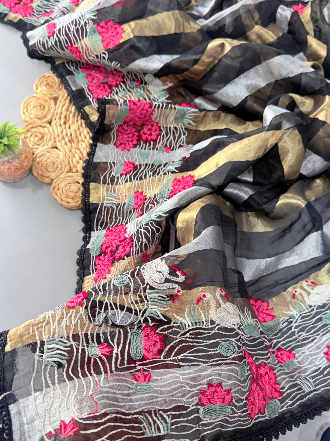 Soft organza tissue designer saree