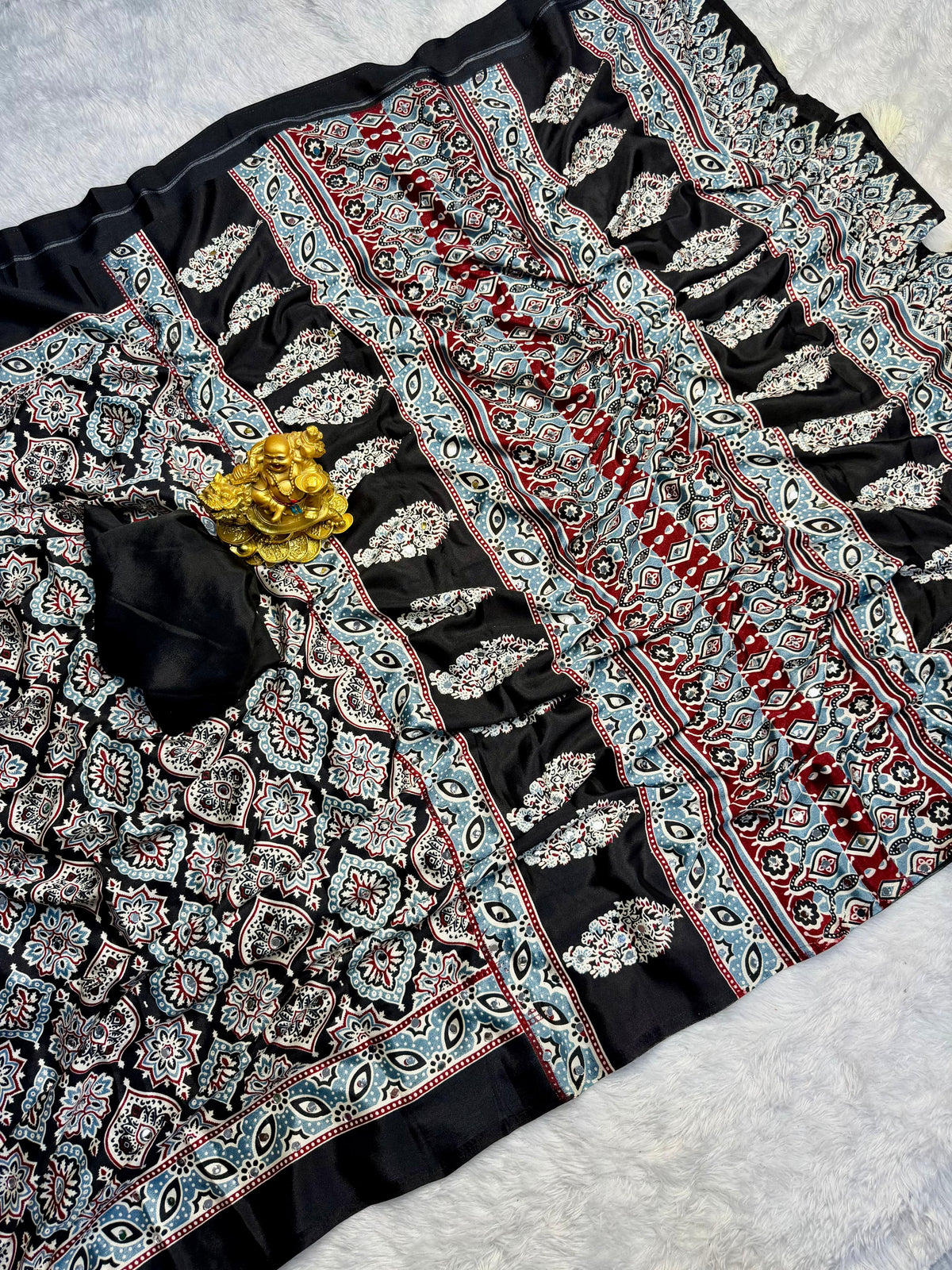 Ajarakh print soft crape silk sarees