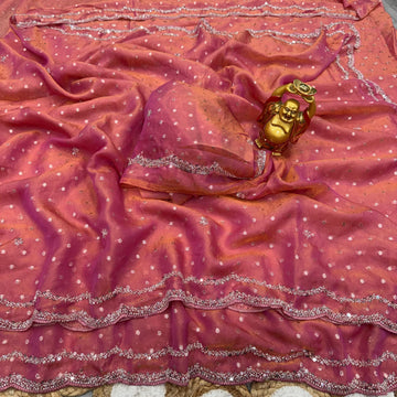 Butti silk party wear beeds work saree ✨