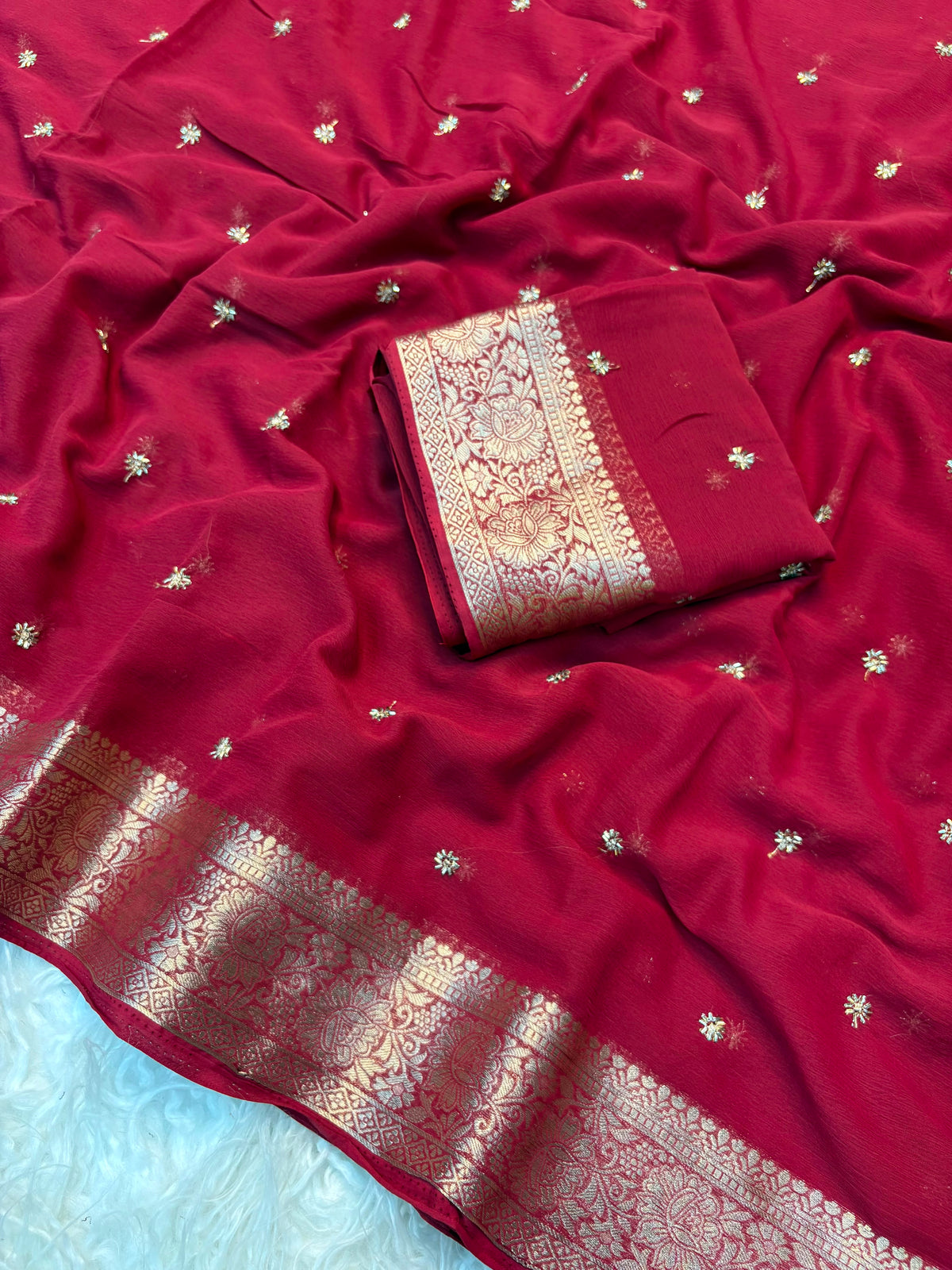 Shiffon beads work saree ✨