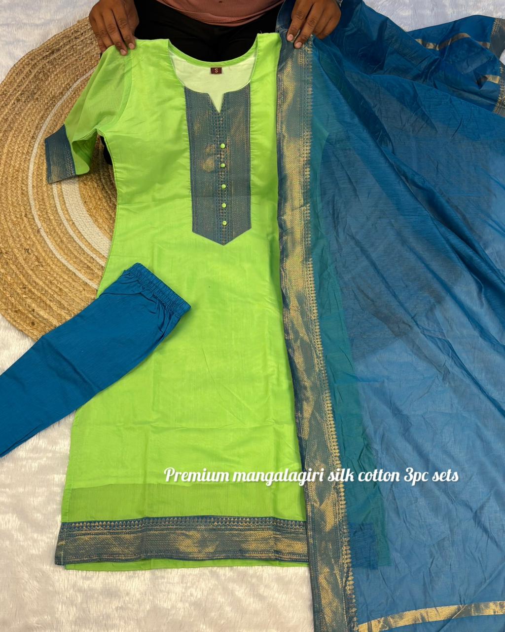 Mangalagiri silk cotton kurti set ✨