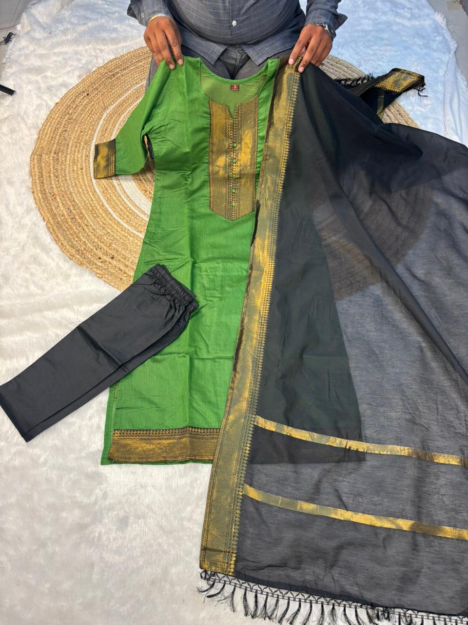 Mangalagiri silk cotton kurti set ✨