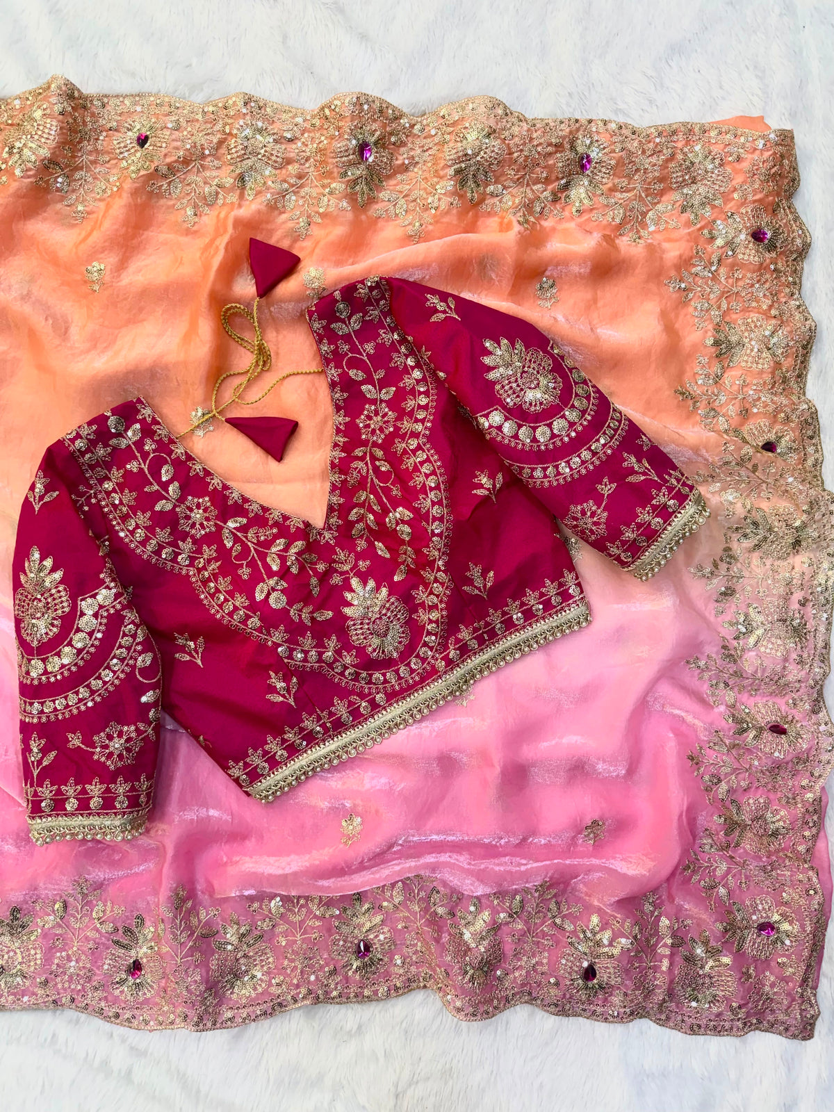 Space silk sequence embroidery desiner saree ✨