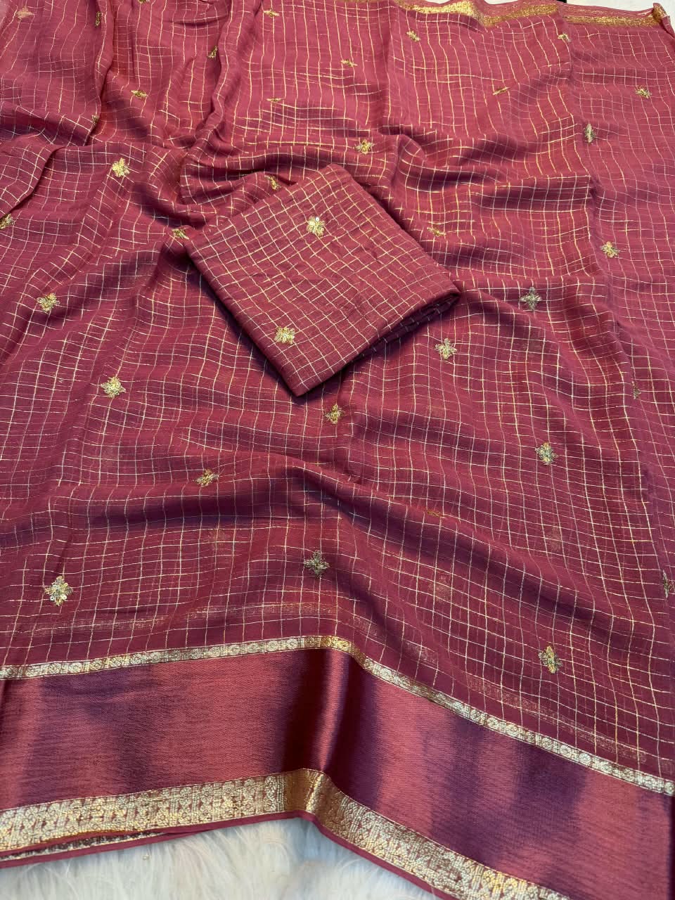 Viscose georgette sequence full worked saree