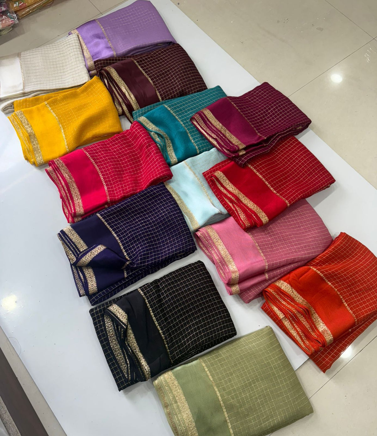 Pure viscose georgette checks saree
