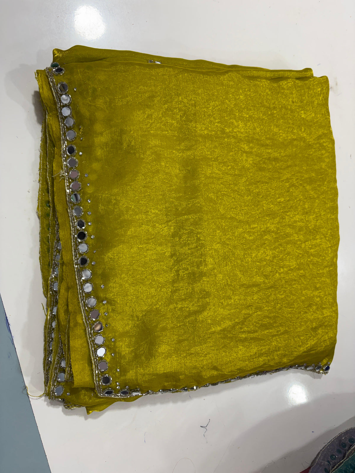 Neela mirror work saree