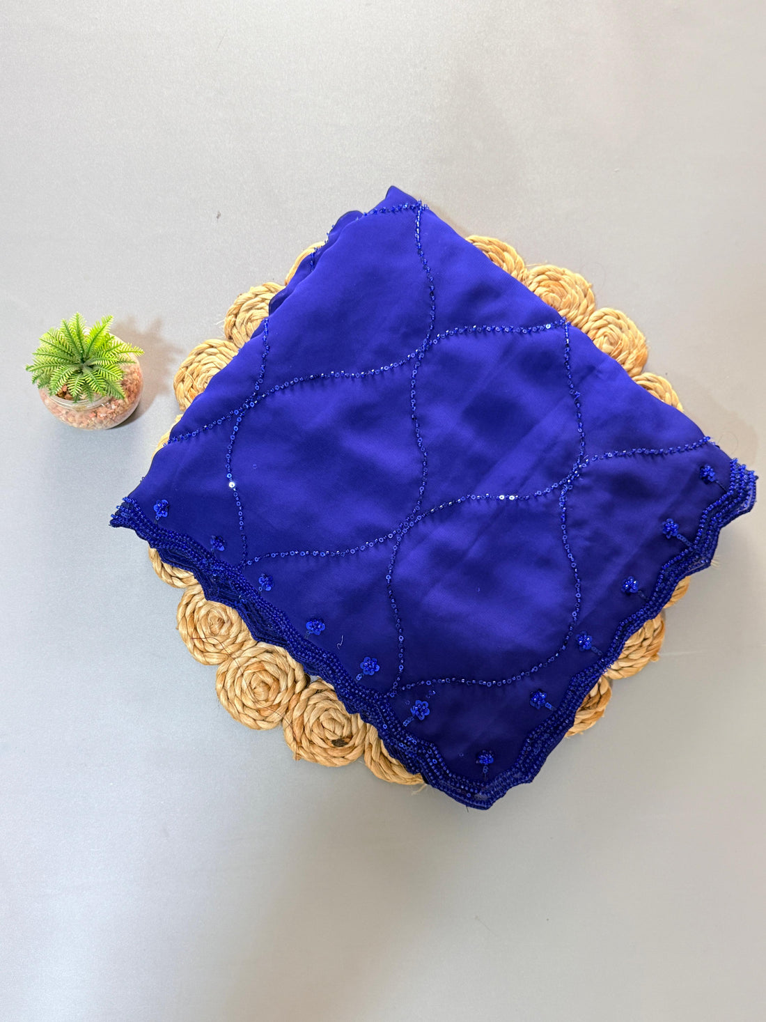 Georgette heavy beads sequence work saree