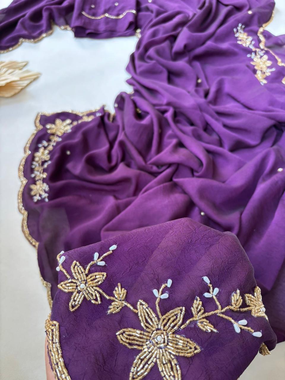 Premium rangoli crush silk designer saree ✨