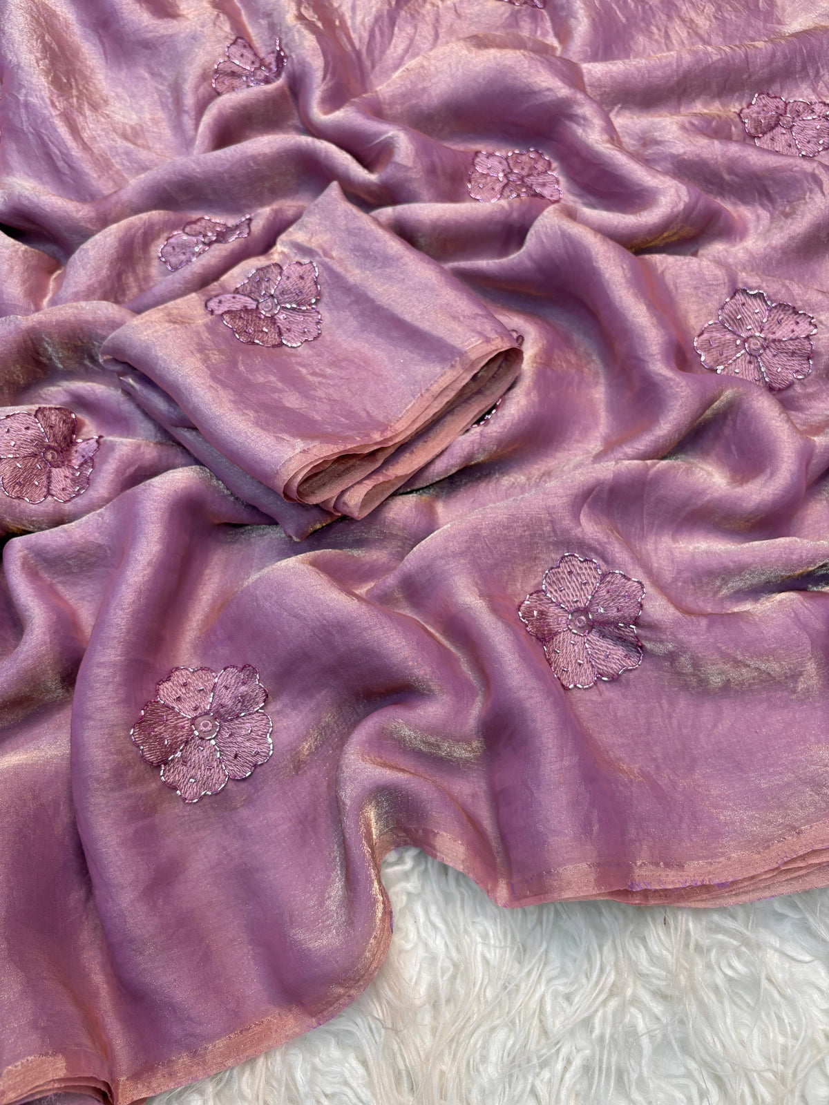 Space satin  work sarees✨