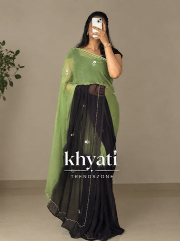 Multi shades half pure shiffon sarees