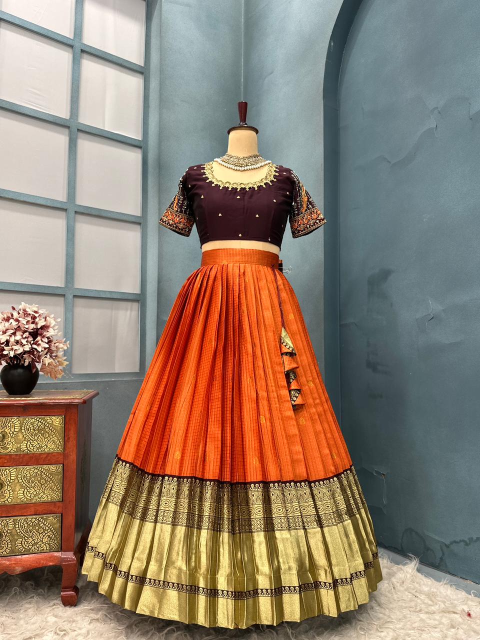 Pure kanjivaram silk lehenga