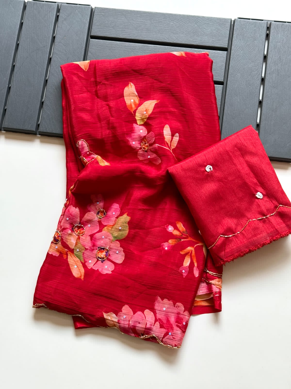 Chinnon silk floral 🌺 print saree