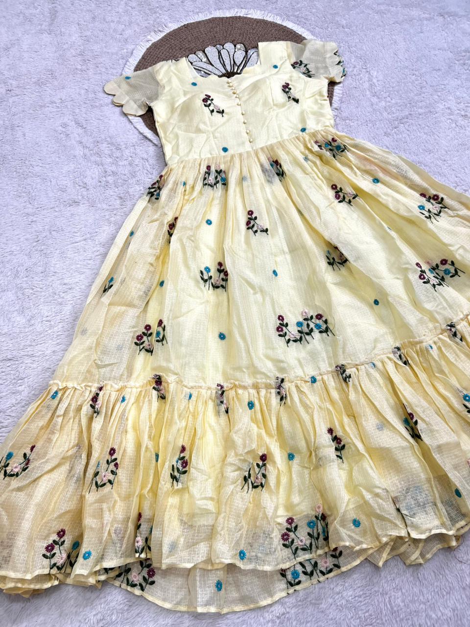 Kota checks embroidery gowns