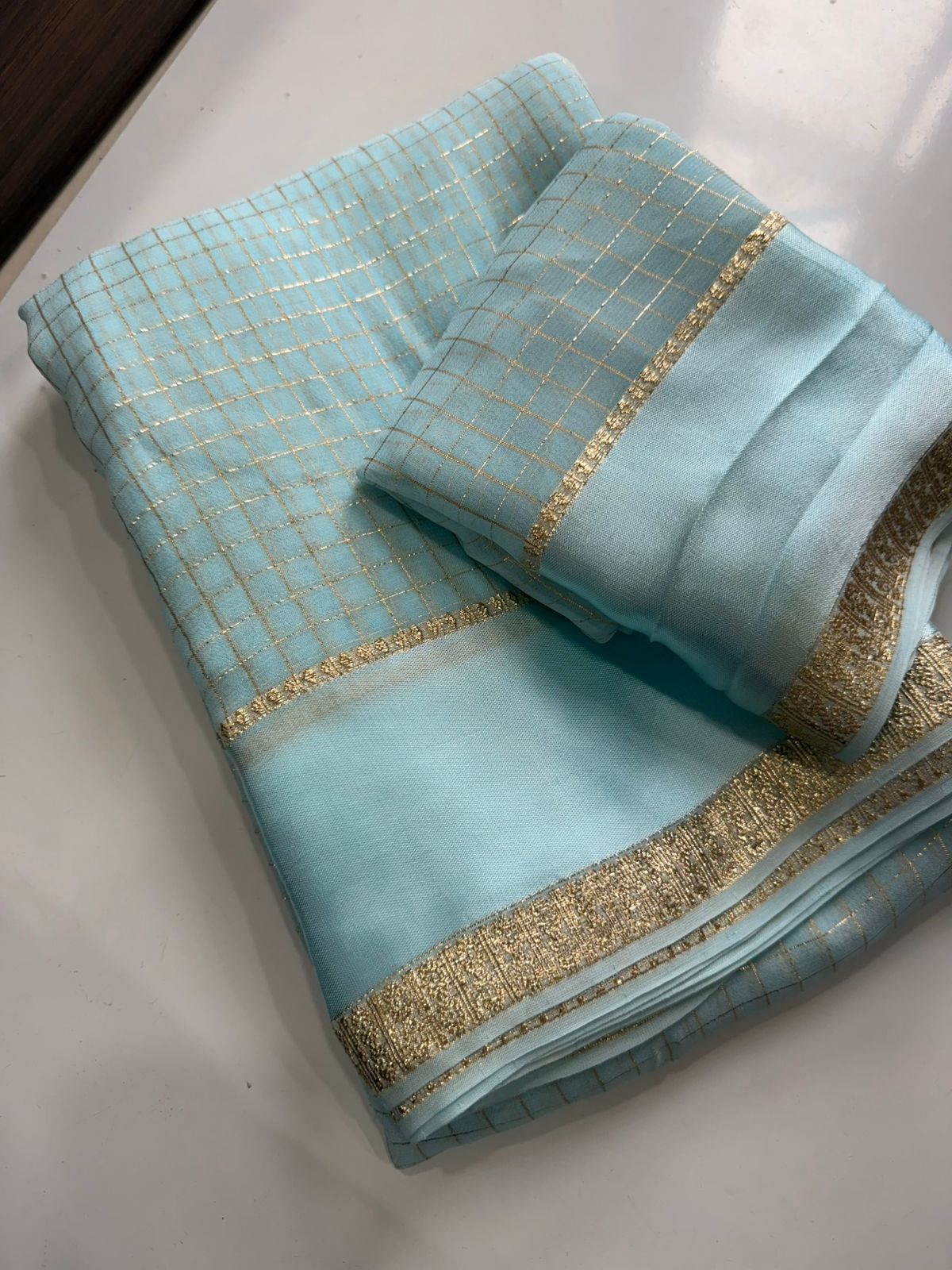 Pure viscose georgette checks saree