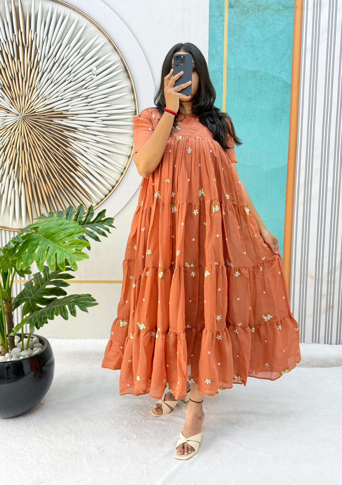 Mull cotton chenderi midi gown