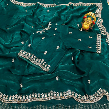 Grand party wear saree ✨ with stritched blouse
