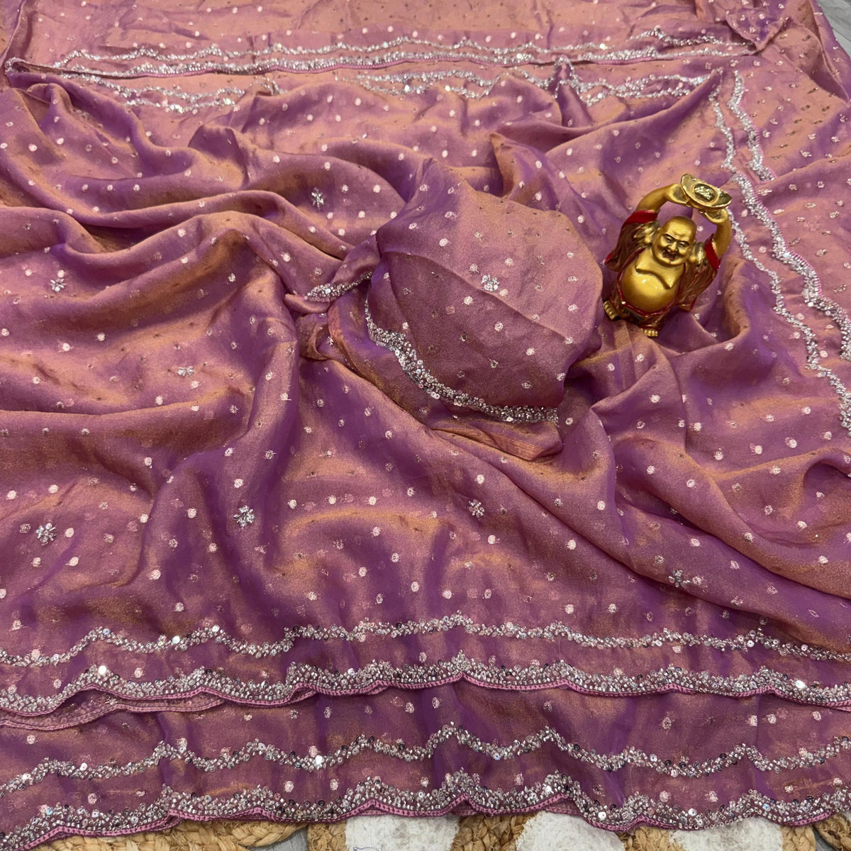 Butti silk party wear beeds work saree ✨
