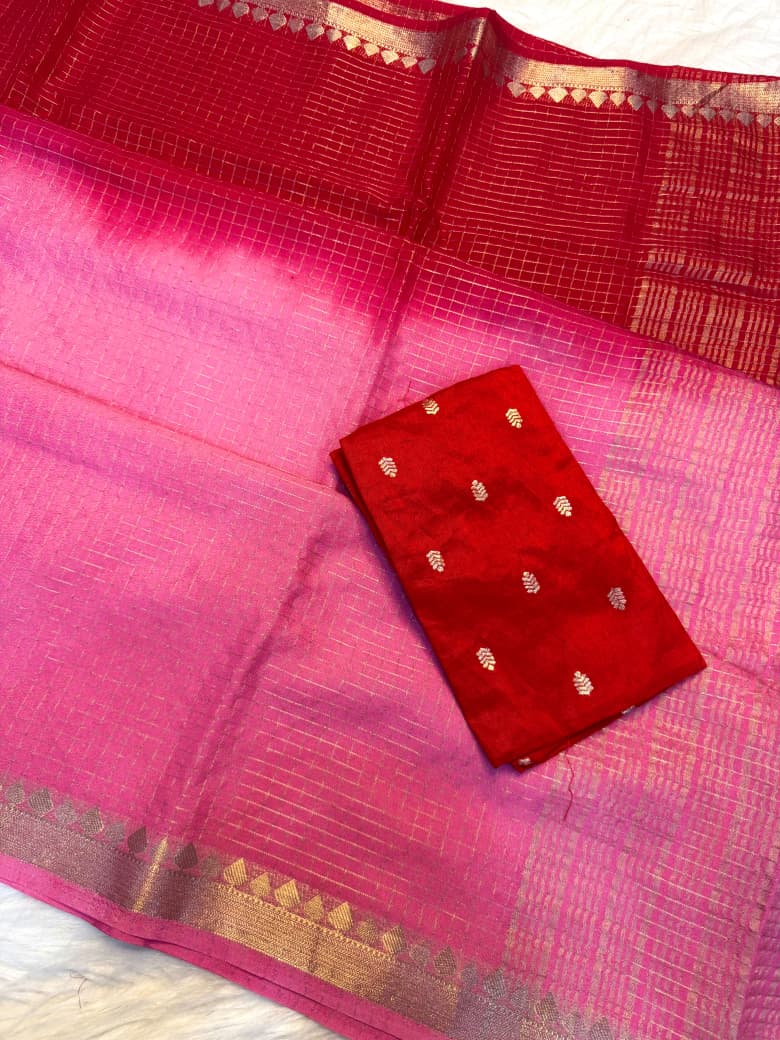 Viscose Temple border check saree✨