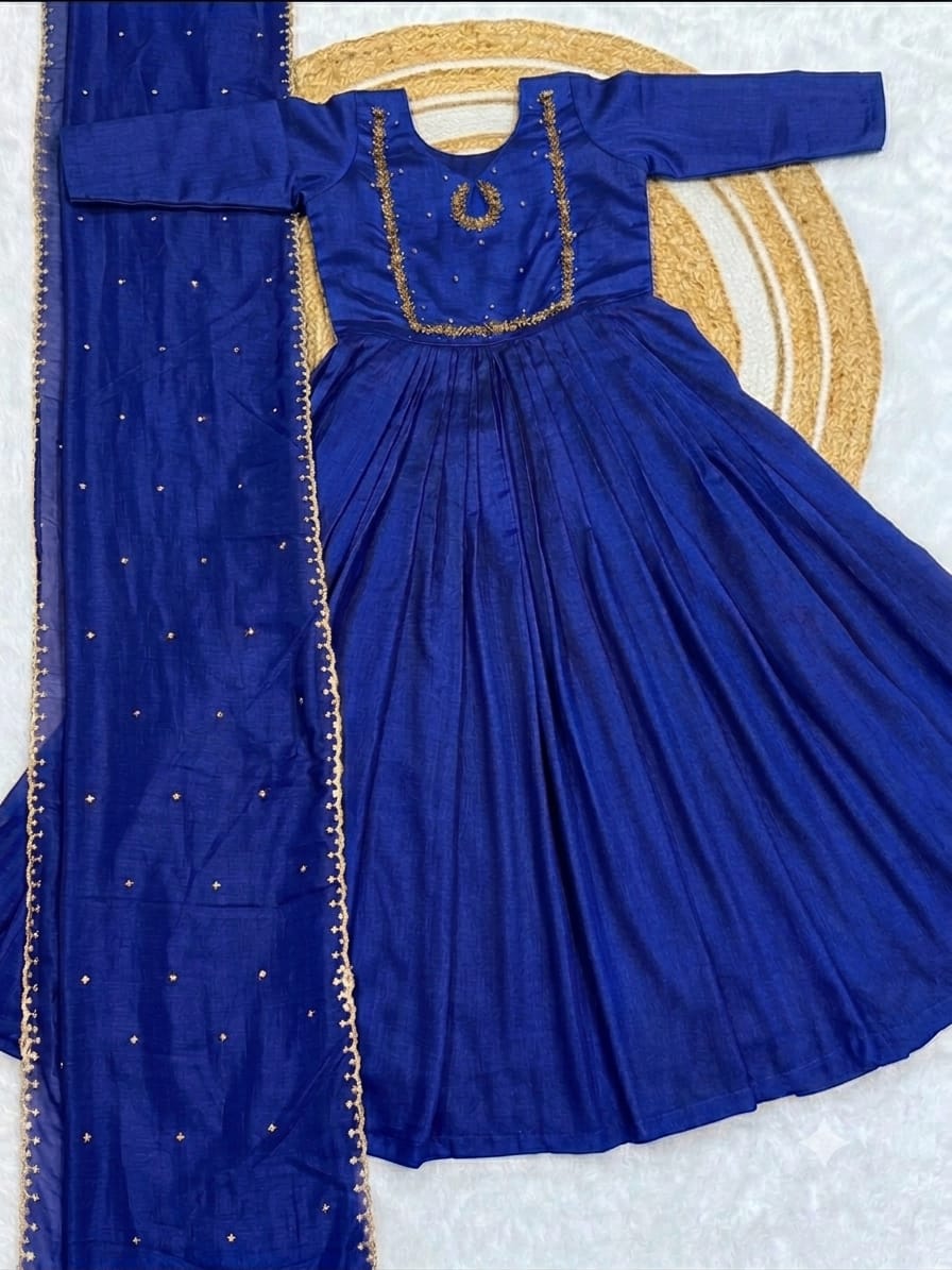 Vichitra silk anarkali suit ✨
