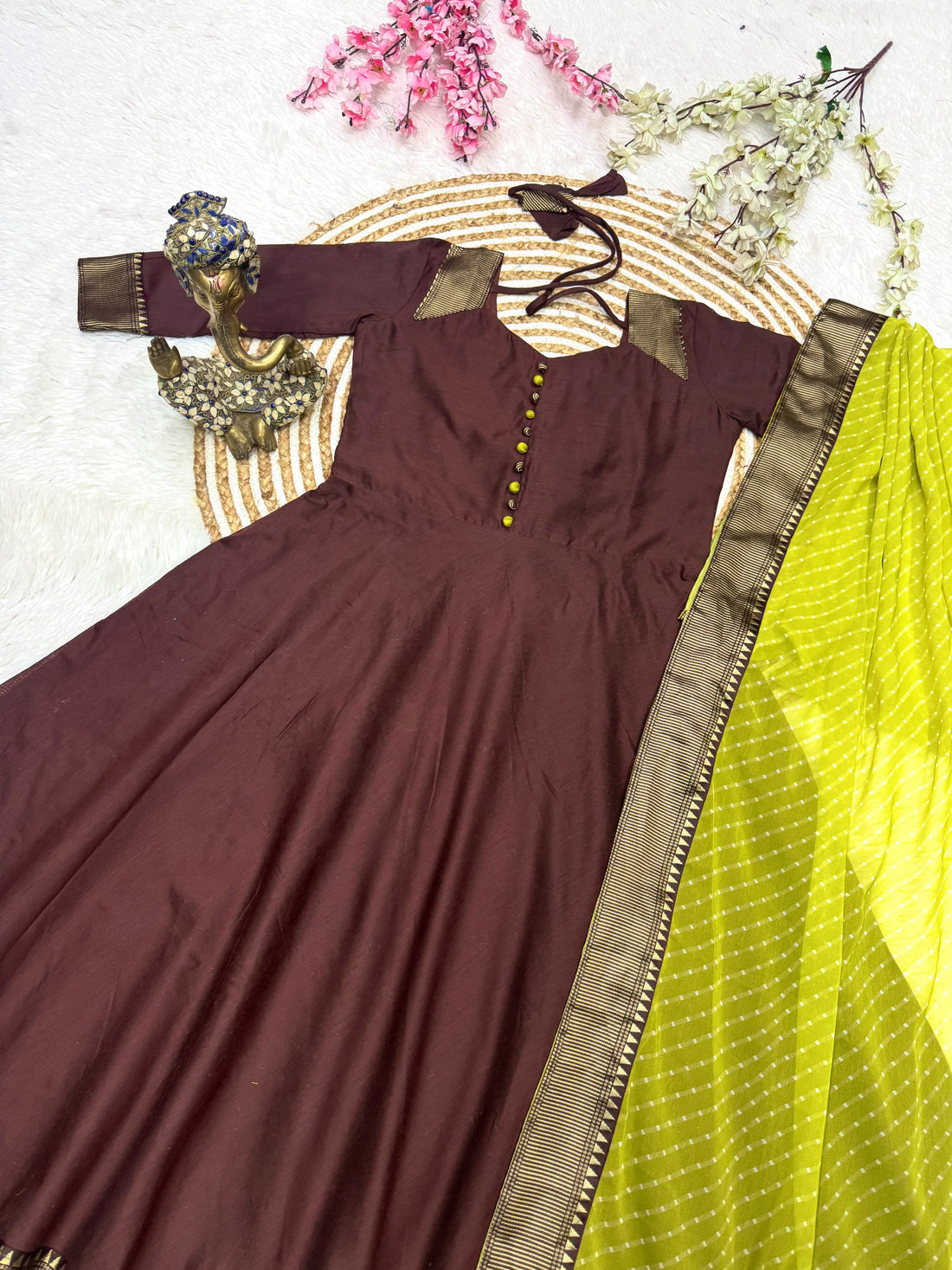 Rangoli silk gown with duppata