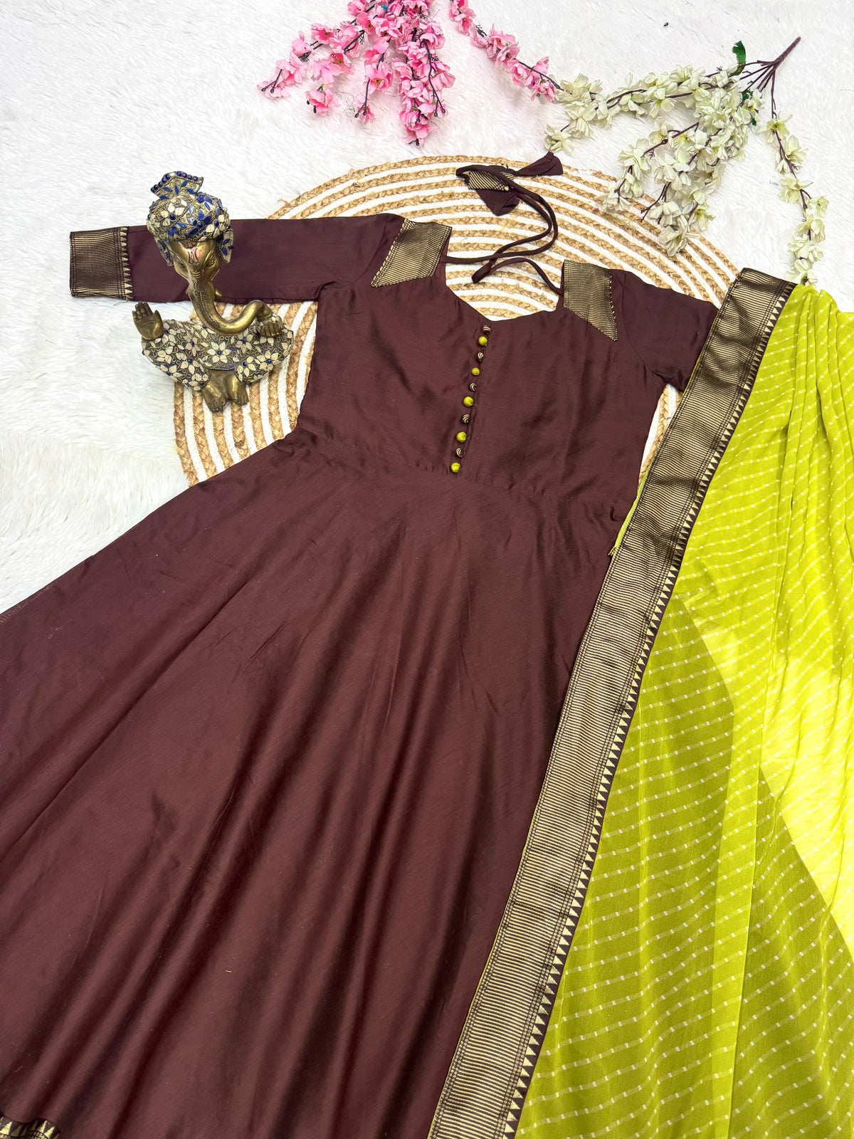 Rangoli silk gown with duppata