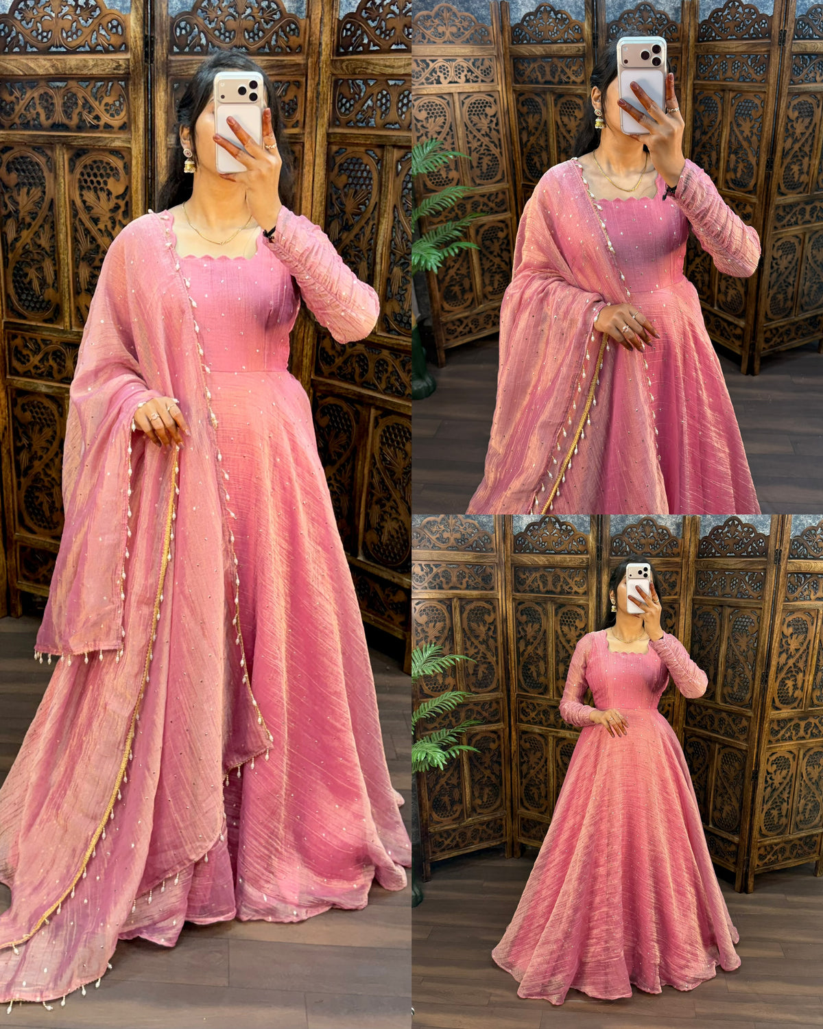 Salsa silk Gown with duppatta ✨