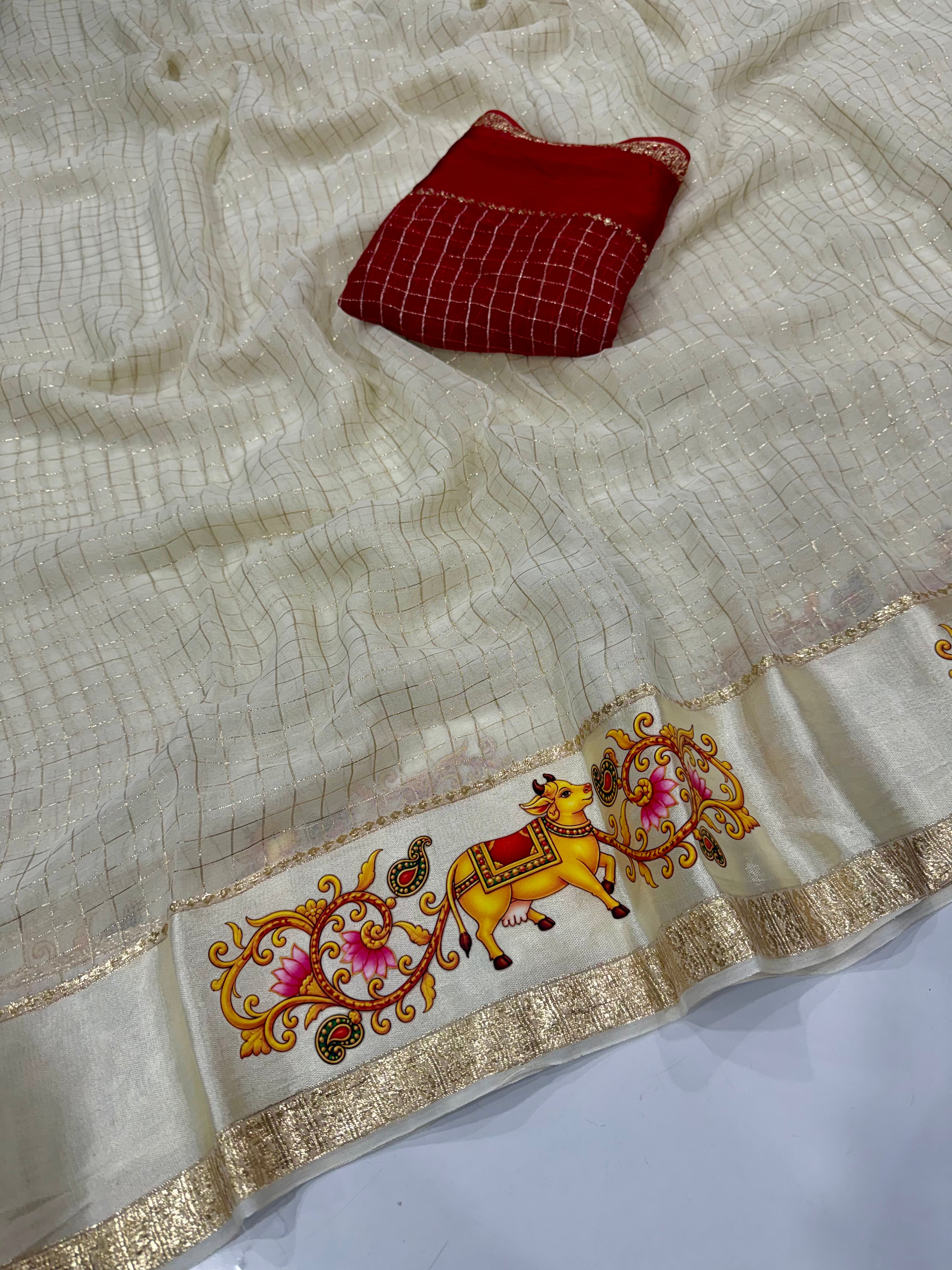 Viscose georgette pichwai digital print saree ✨