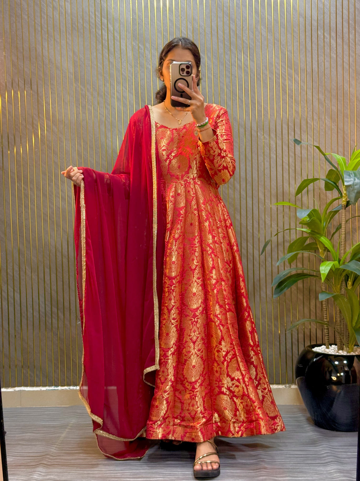 Brocade Festive Gown with Duppatta ✨