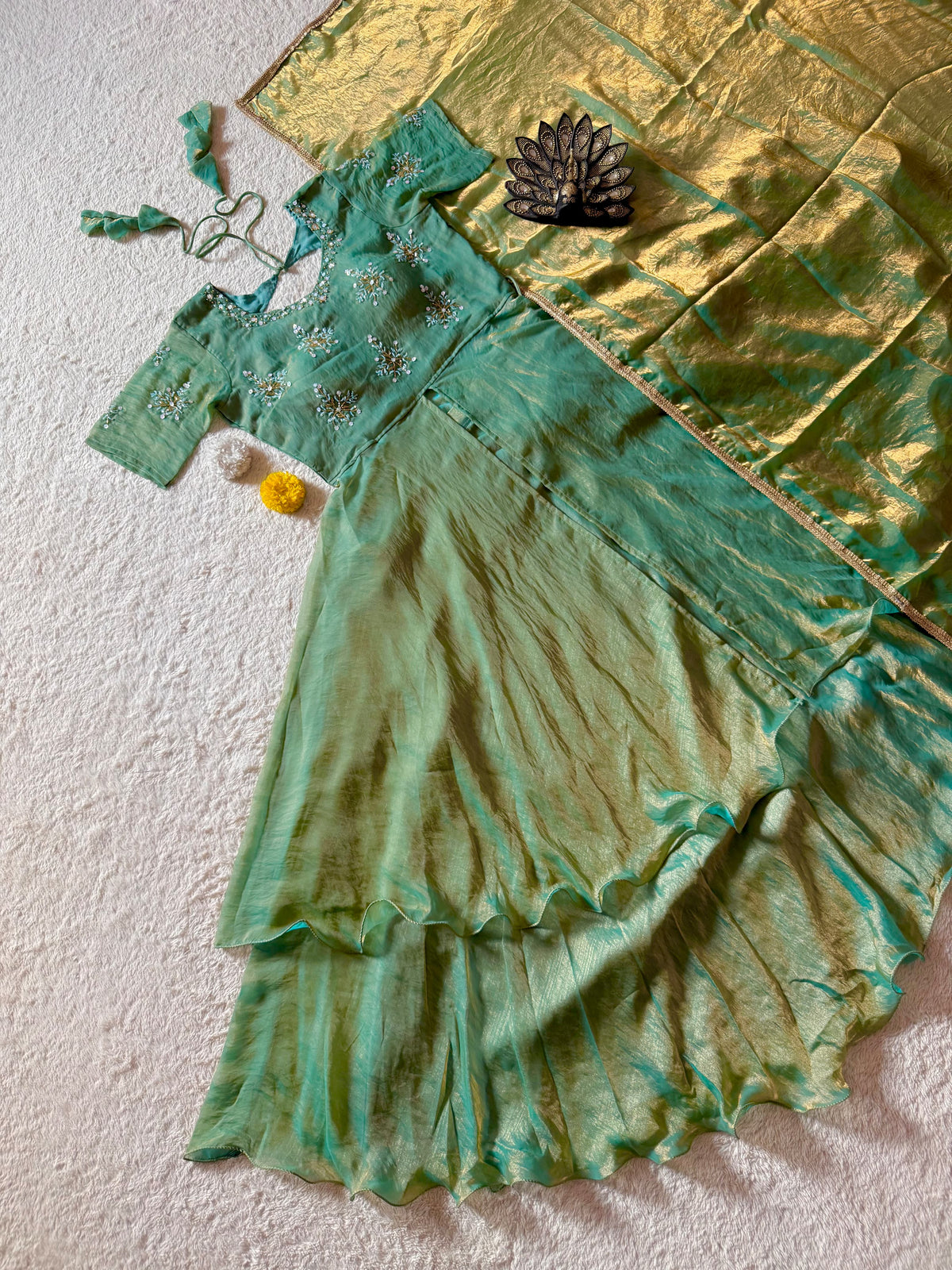 Peplum style Designer maggam worked lehengas