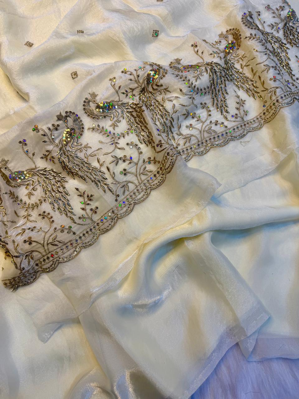 Peacock Two tone heavy space silk sarees