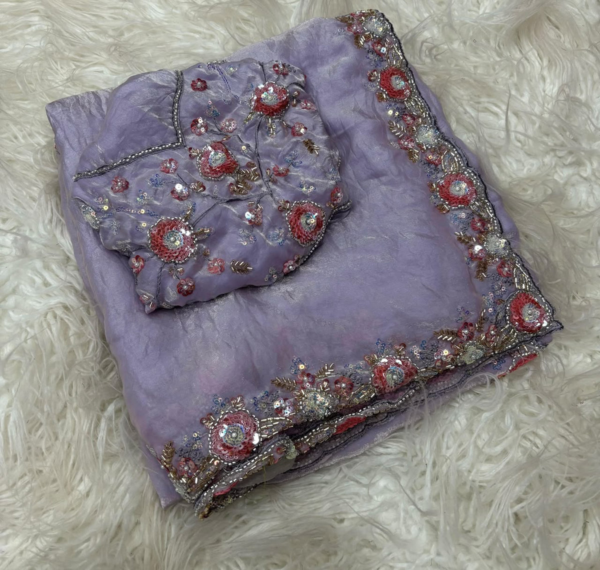 soft fancy Fandy silk sequins saree