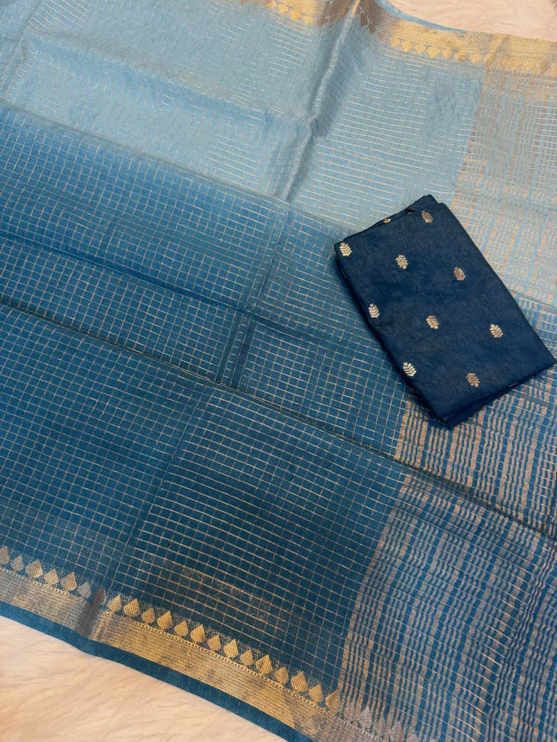Viscose Temple border check saree✨