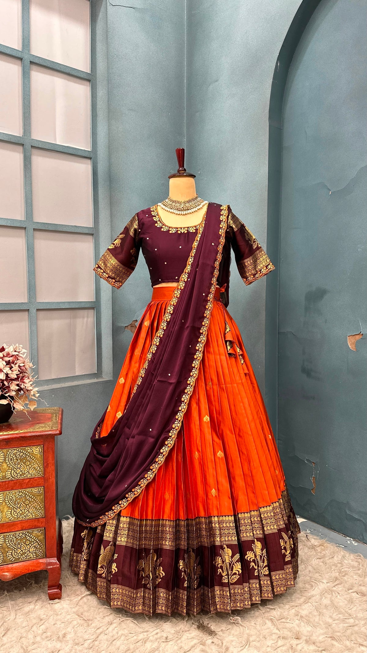 Full stiched Kanjivaram silk Lehenga