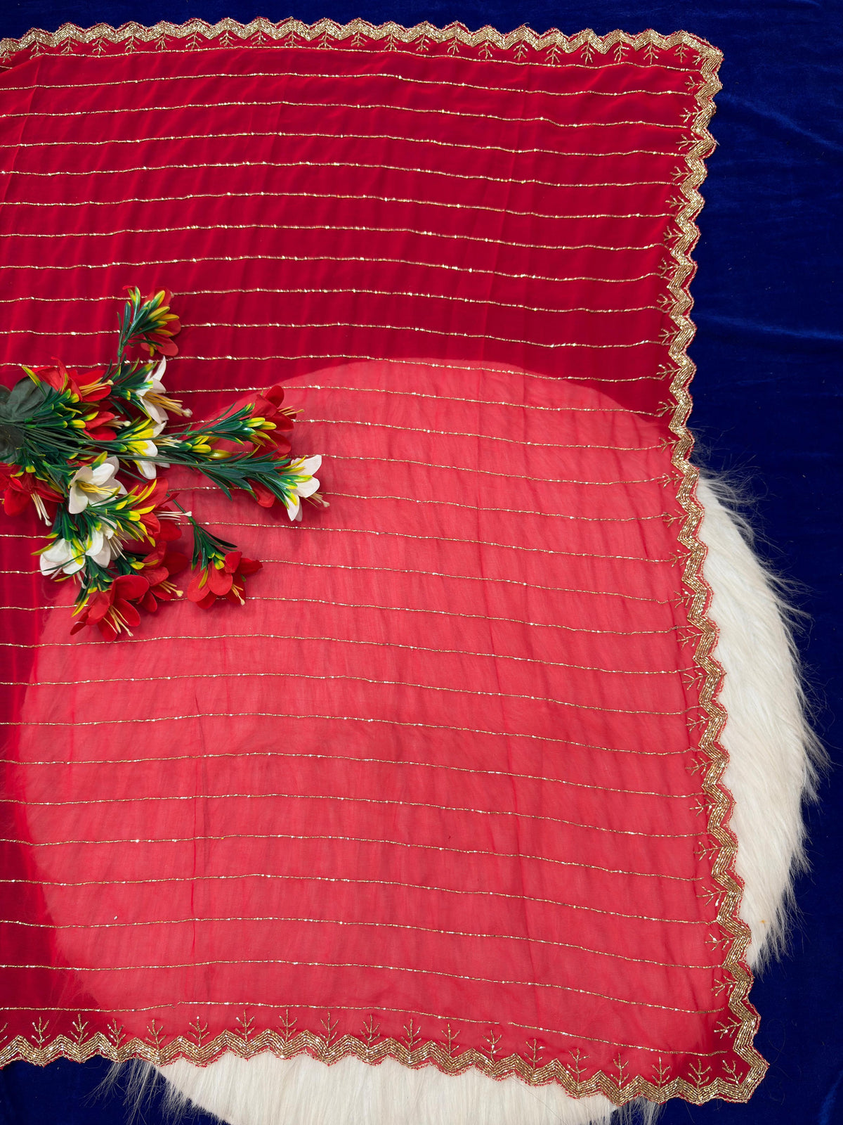 Pure georgette kadhana work saree