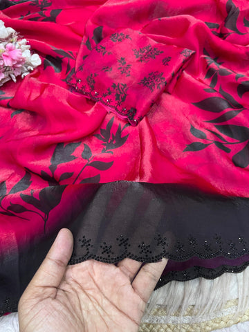 Space silk floral 🌺 digital print saree ✨