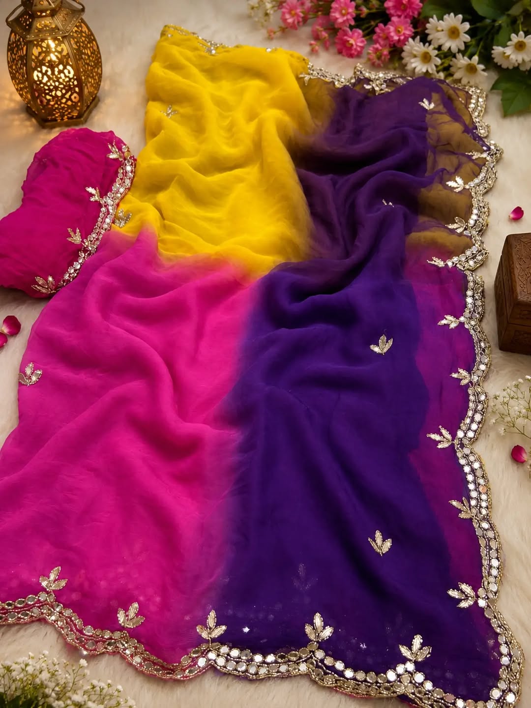 Shiffon hand work saree ✨