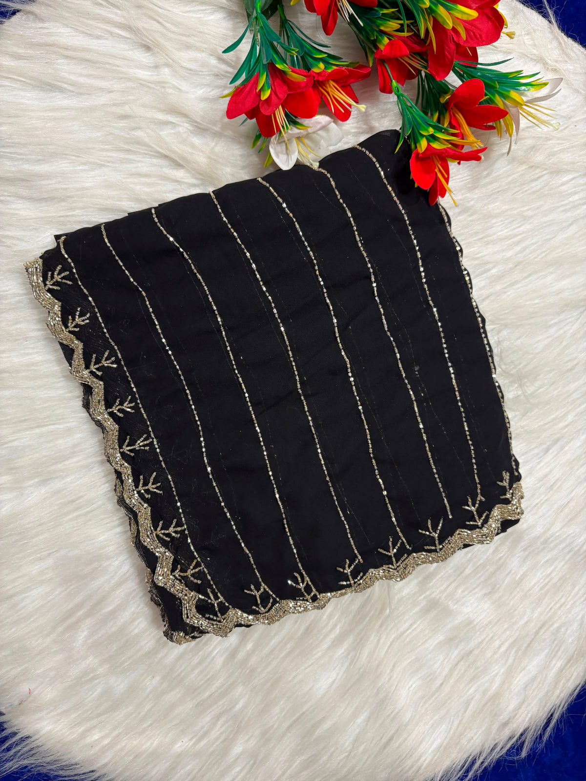 Pure georgette kadhana work saree