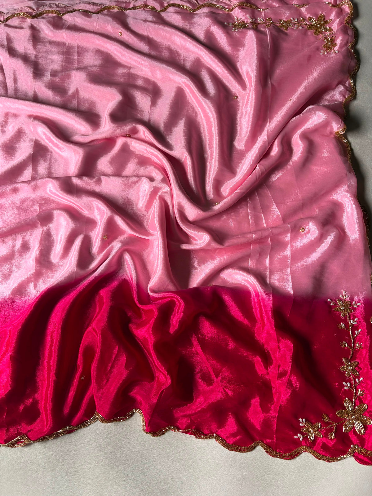 Chinnon dual shade hand work saree ✨