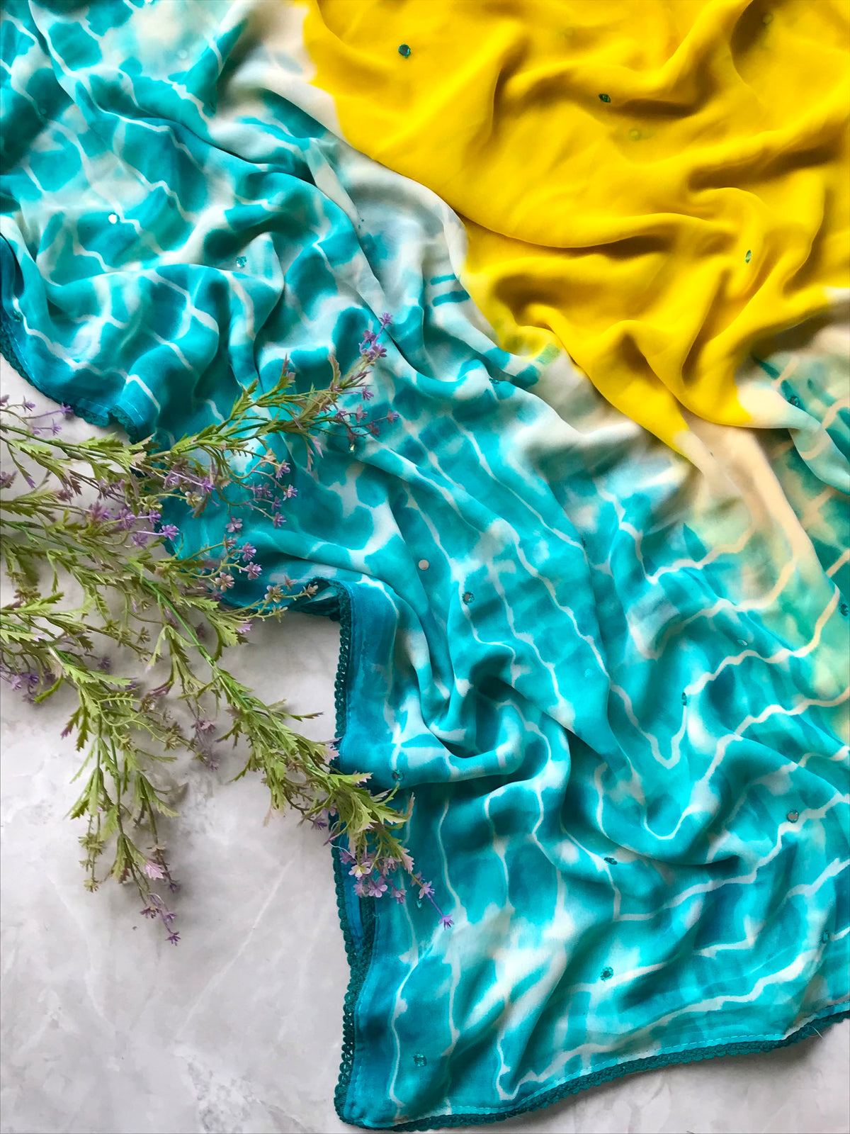 Beautiful shibori printed pure georgette saree