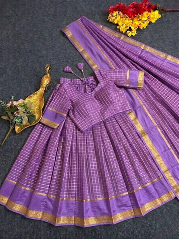 Pure viscose georgette checks lehenga