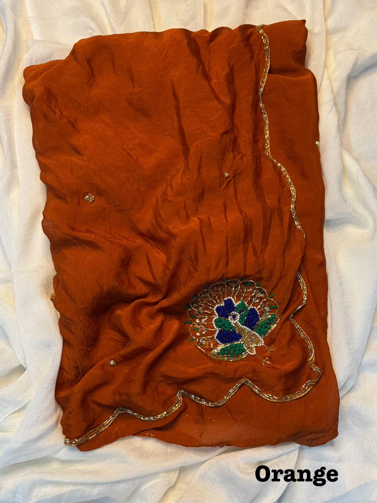 Soft rangoli crushed silk saree