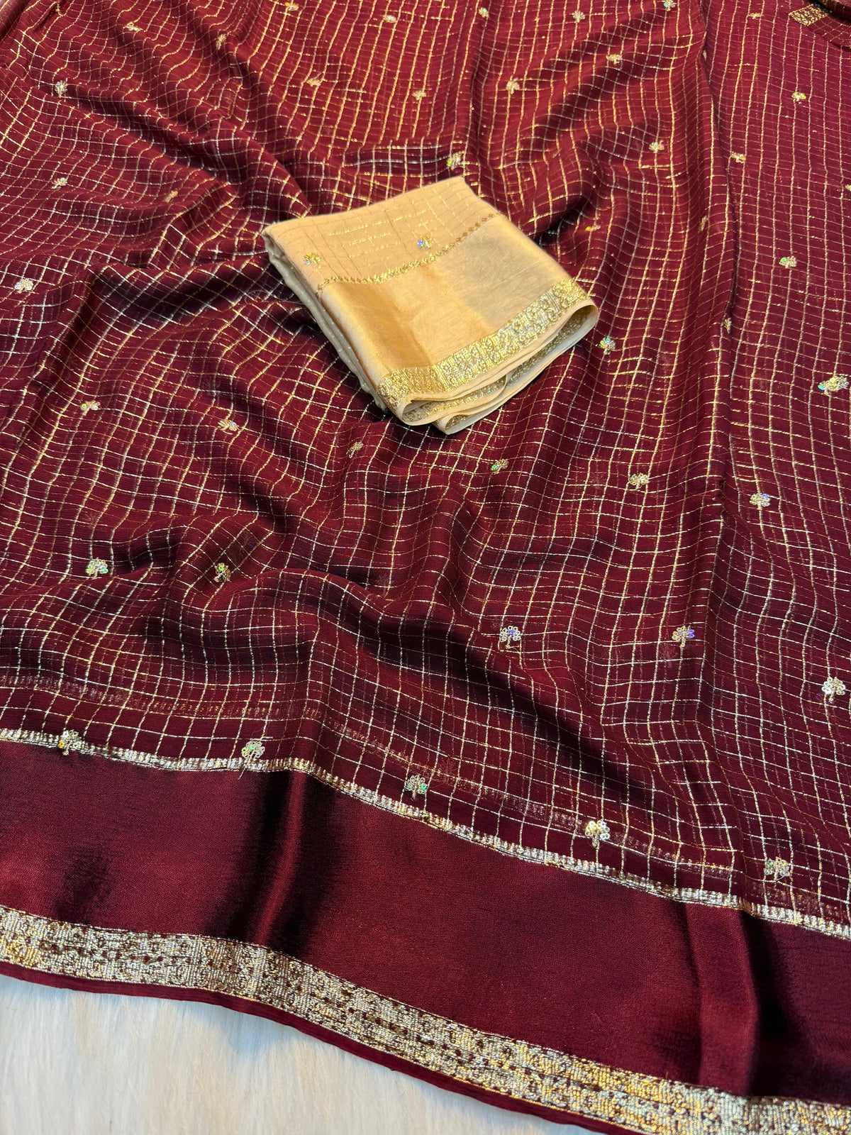 Viscose georgette sequence buties saree