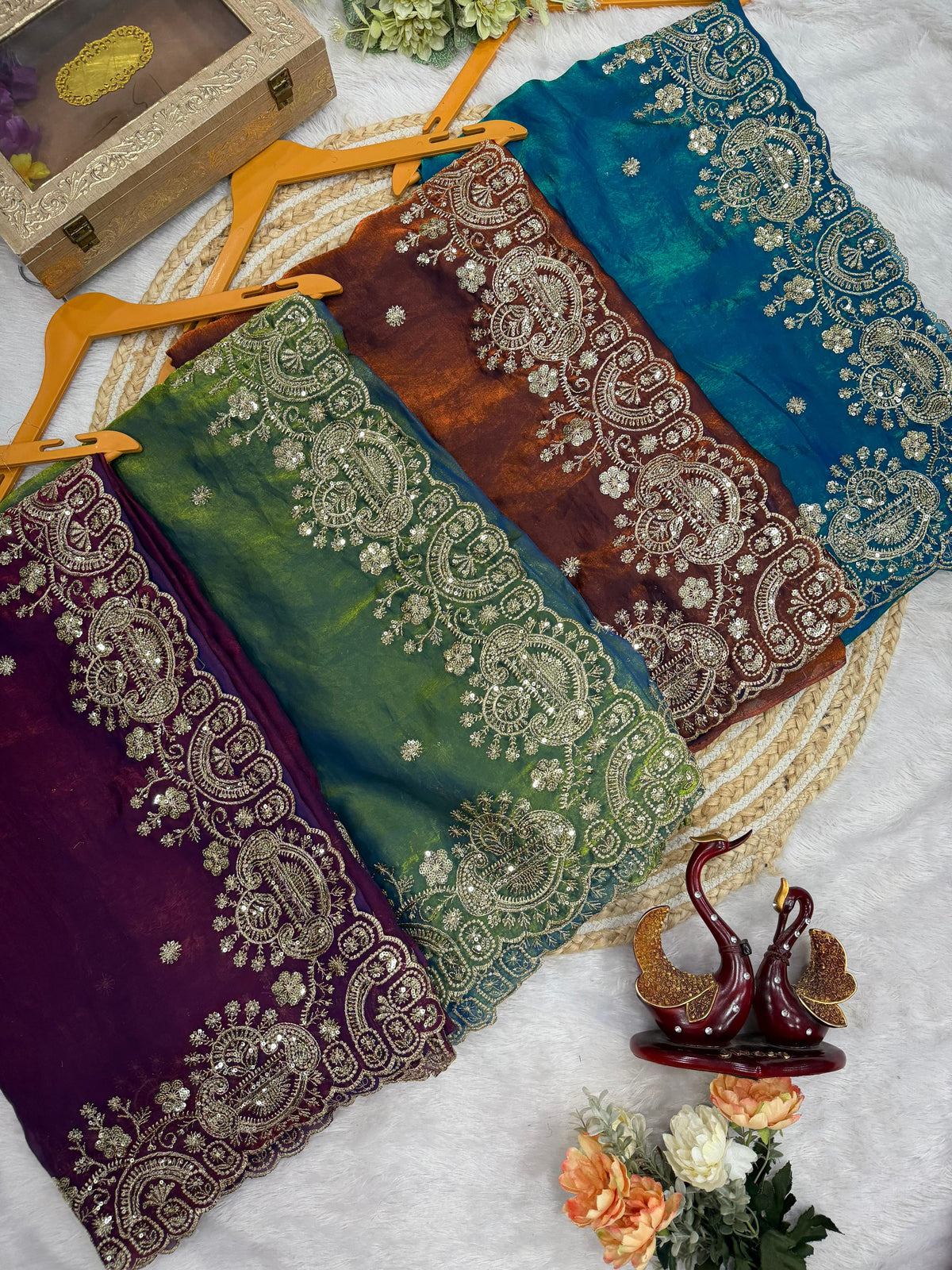 Space silk designer saree with stitched blouse