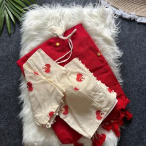 Khadi cotton saree with mirror work